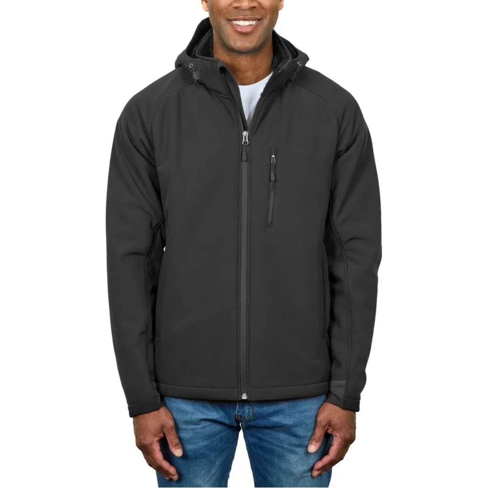 Kirkland Signature Men’s Sherpa Lined Softshell Stretch Detachable Hood Jacket
